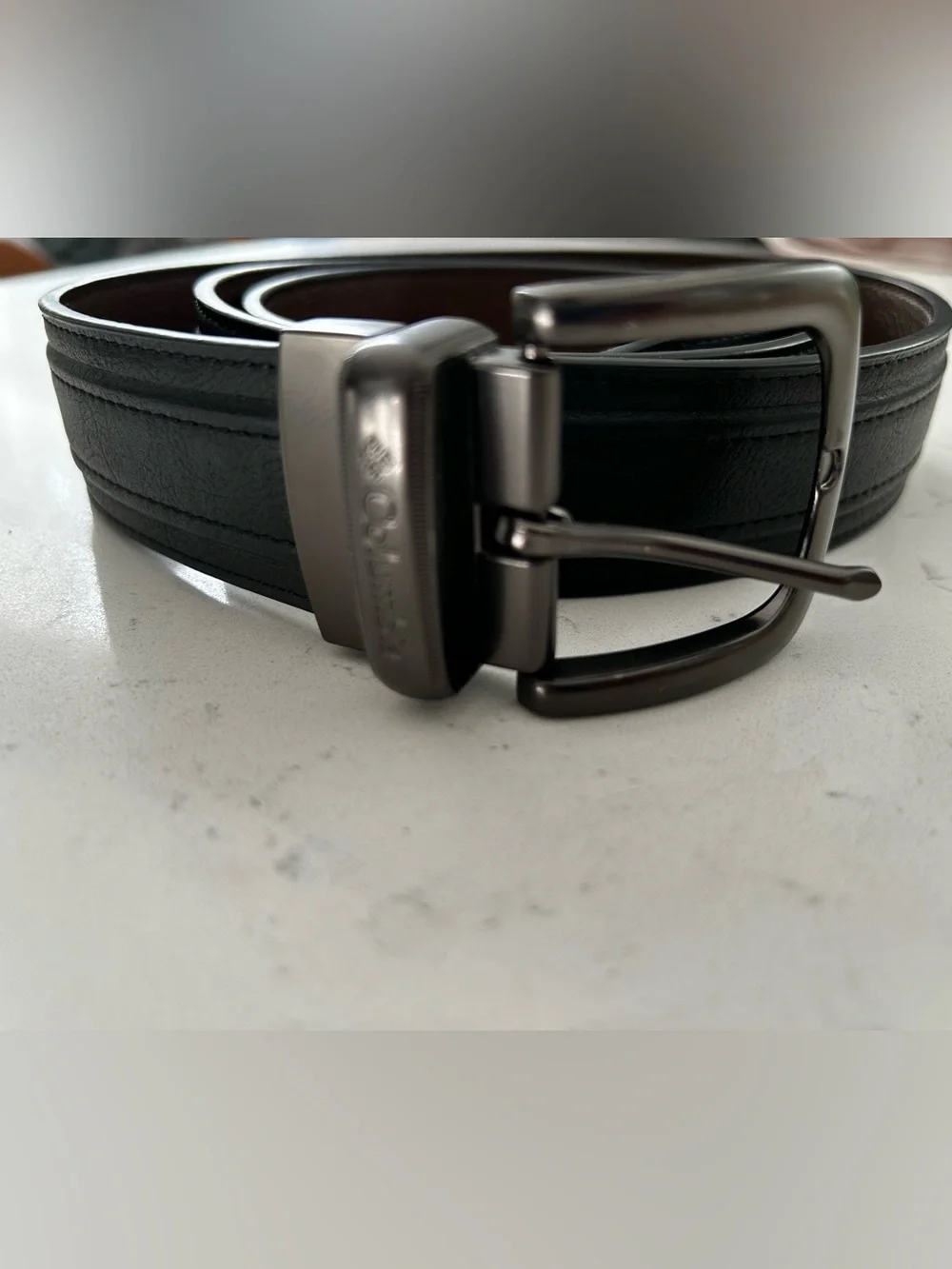 Men’s Columbia belt leather reversible black/ brown XL